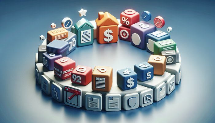 Debt Consolidation Strategies for Financial Success | DCL A financial chart showing various debt consolidation loans, secured and unsecured, with different colors indicating interest rates and risks.