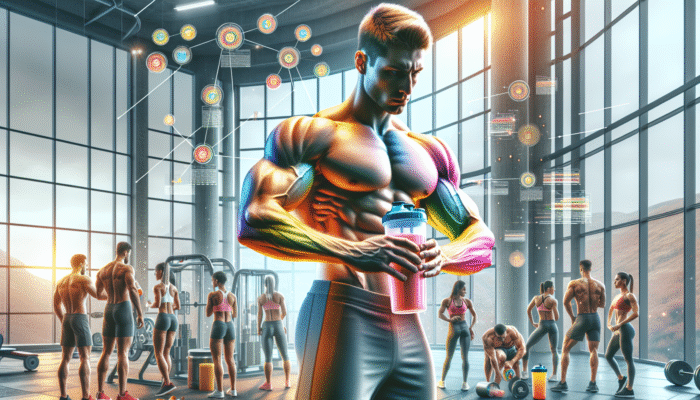 Athletes in a contemporary gym enjoying colourful protein shakes, showcasing muscle recovery and growth post-exercise.