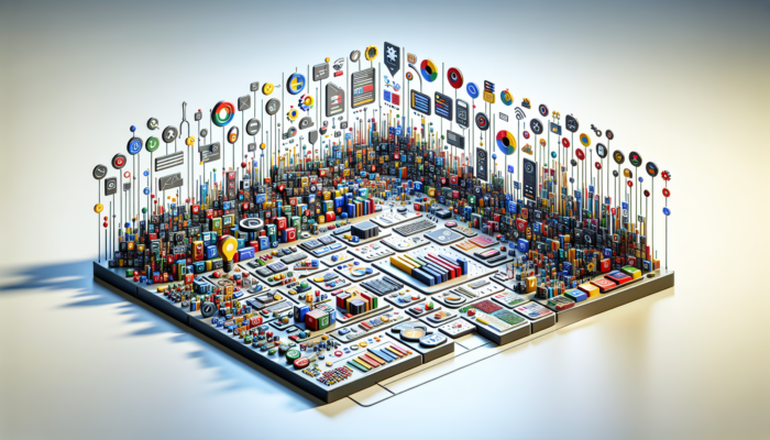 A detailed digital interface illustrating a robust Google Business profile with colourful icons and graphs on a modern background.