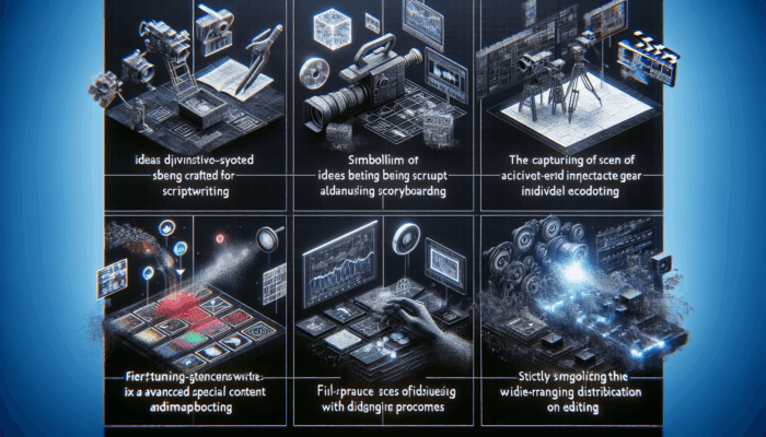 An informative overview of the stages involved in Small Business Video Production: scriptwriting, storyboarding, filming, editing, and digital distribution.
