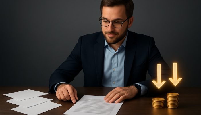 Combine Payday Loans Into One Affordable Agreement: Save Money Today | DCL Borrower comparing high-interest loans to low-APR consolidation with savings coins and arrows on desk