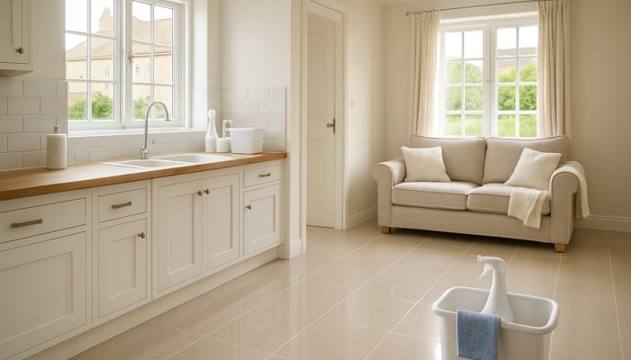 Beautifully cleaned British cottage interior in Milborne Port after end of tenancy cleaning with sparkling floors.