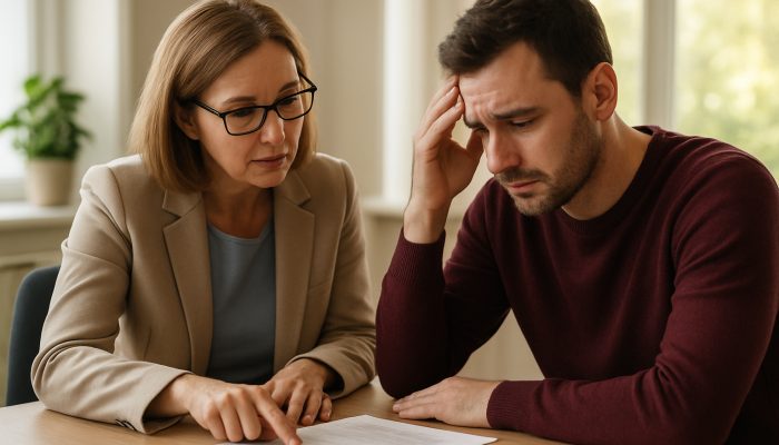 Engaging with Credit Unions About Your Financial Situation | DCL Individual reviewing financial documents with credit union advisor in a bright office environment.